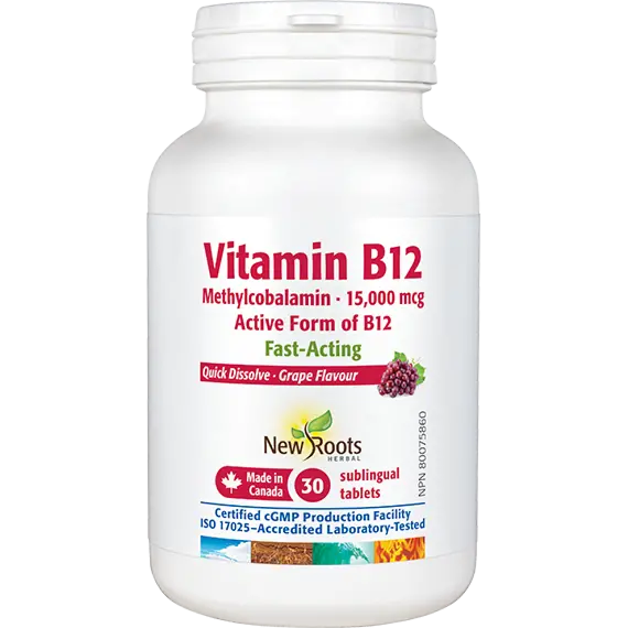 Vitamin B12 Methylcobalamin · 15,000 mcg (Sublingual Tablets)
